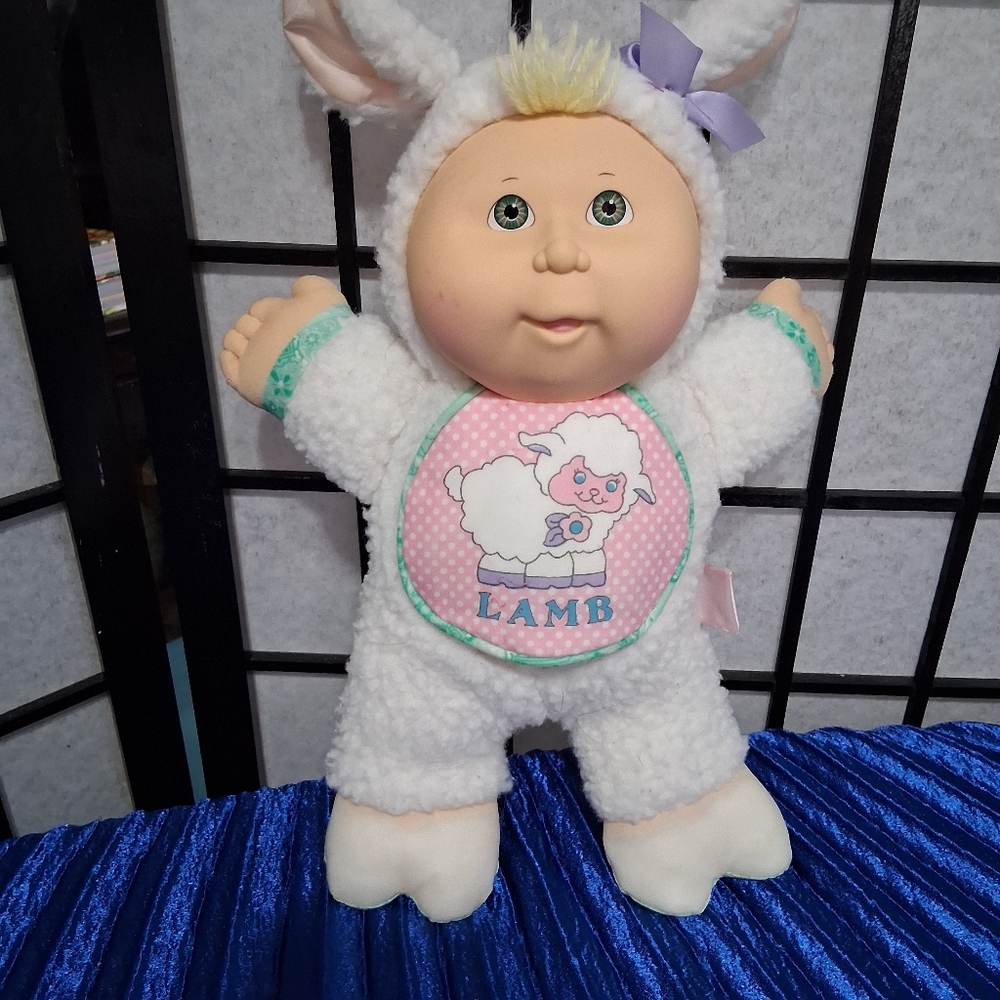 Adorable Plush Lamb Doll in White and Green
